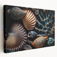 Close-up image of natural elements on stretched canvas, featuring earth tones, ideal for kitchen wall art.