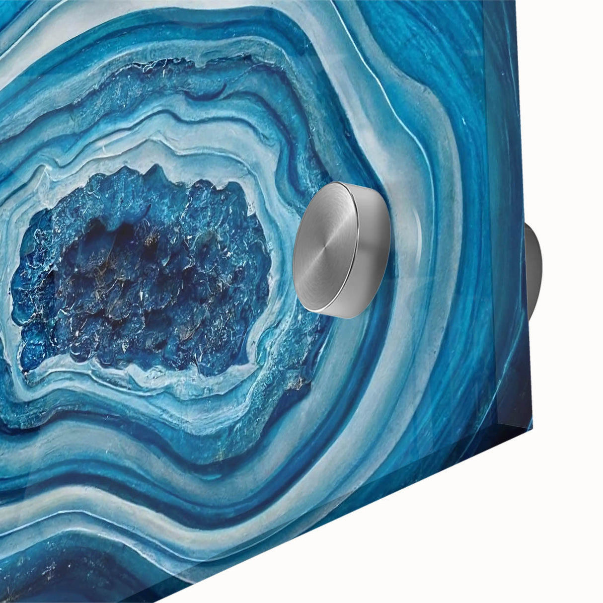 Large abstract wall art on acrylic glass featuring organic shapes in earth tones, ideal for dining room decor.