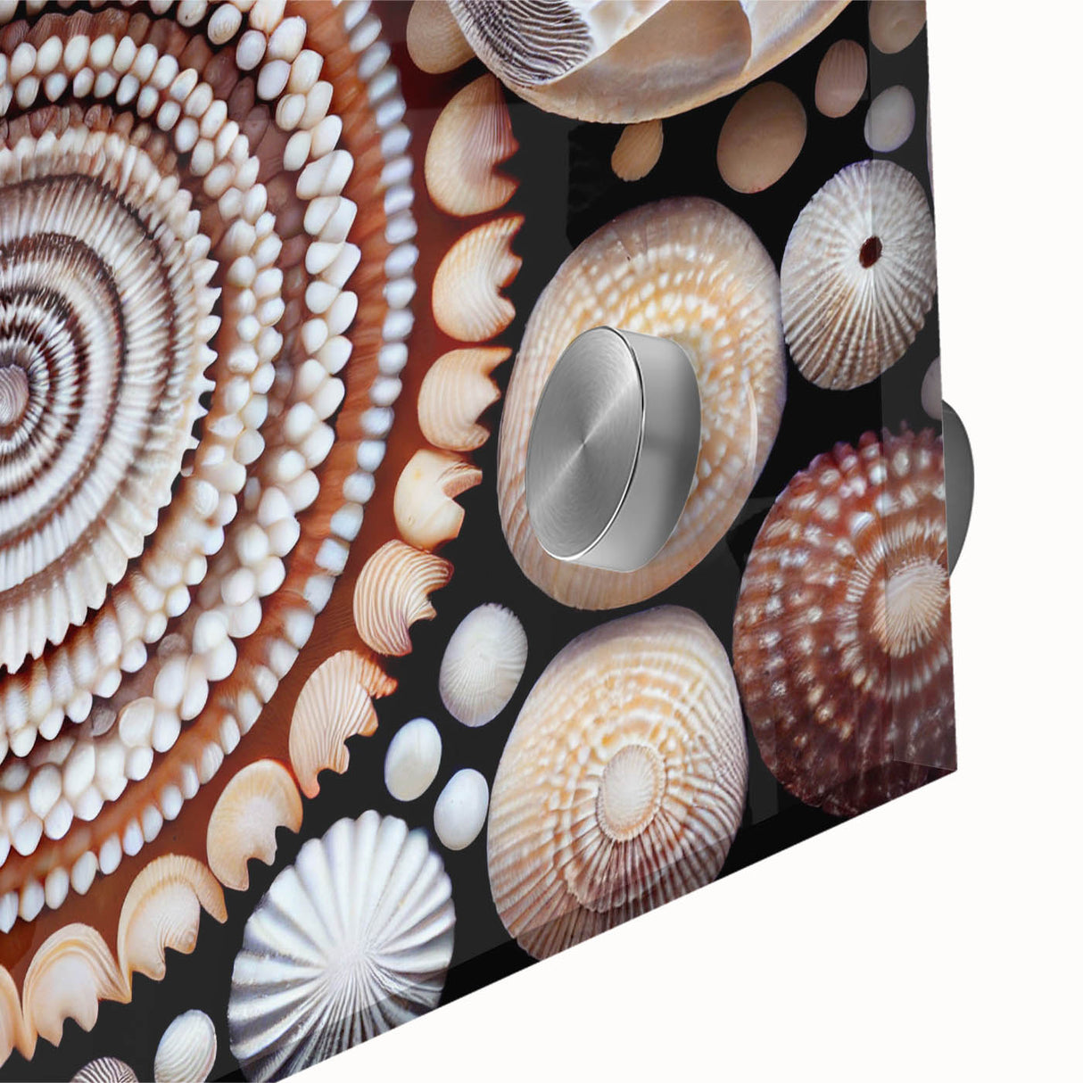 Large abstract wall art in muted earth tones on acrylic glass, ideal for dining room ambiance.