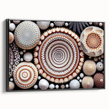 Black and white landscape art painting on framed canvas, featuring a close-up of natural elements.