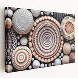 Close-up image of natural elements in muted green and brown tones on a large stretched canvas, suitable for kitchen wall art.