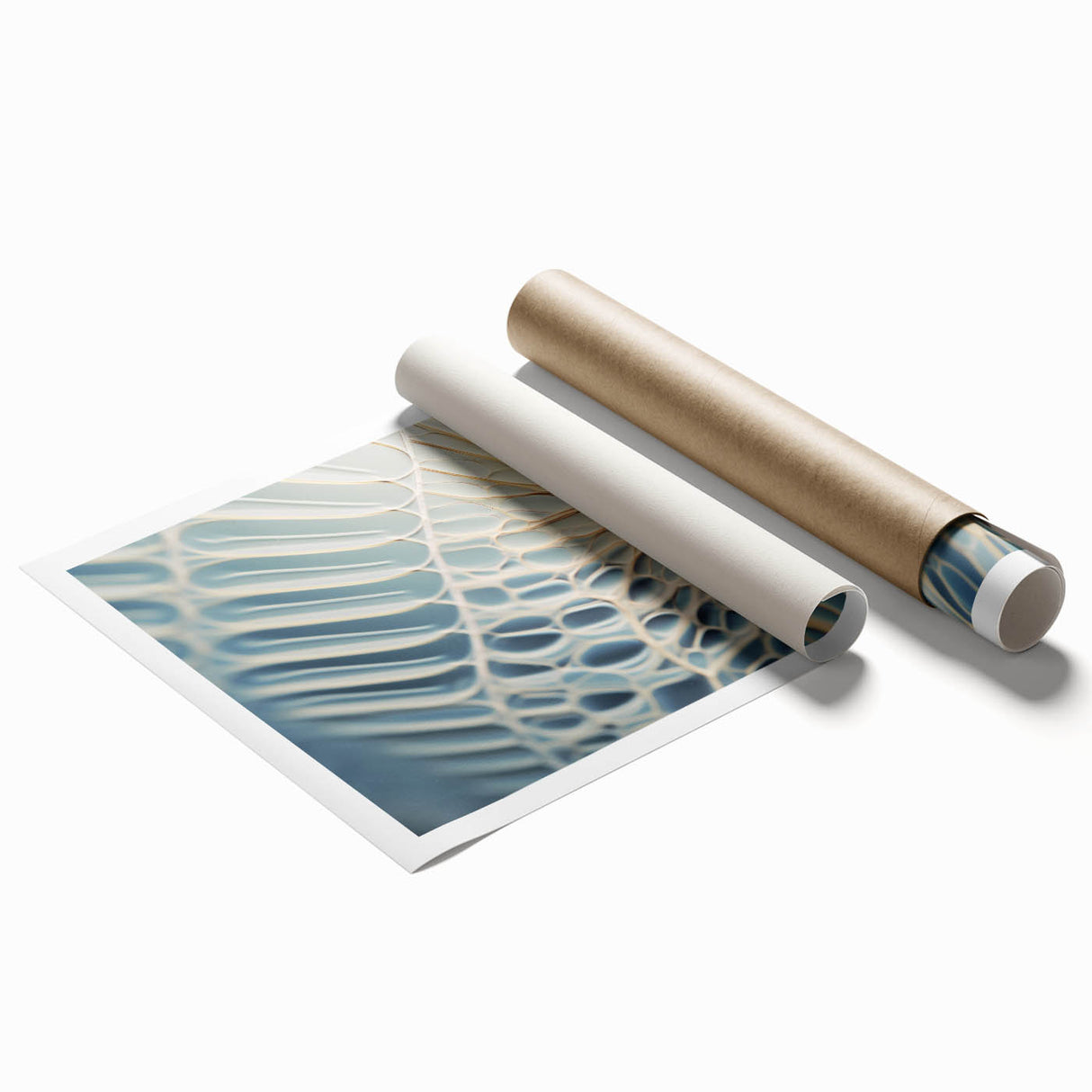 Extra large rolled print of a close-up floral design in soft pastel shades, ideal for classy bathroom wall art.