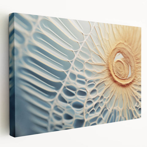Close-up of natural elements in muted earth tones on a stretched canvas, suitable for kitchen wall art.
