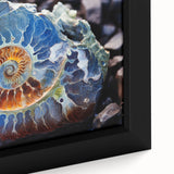 Extra large framed canvas featuring a close-up of natural elements in black with colorful, textured details.
