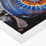 Art deco poster featuring geometric patterns in gold and black on rolled canvas, suitable for dining room decor.