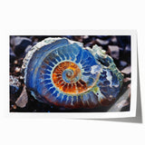 Extra large rolled print of vibrant floral art in shades of pink and green.