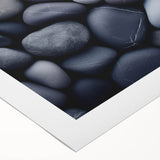 Art deco poster featuring a close-up of natural elements in muted green and brown tones on rolled canvas.