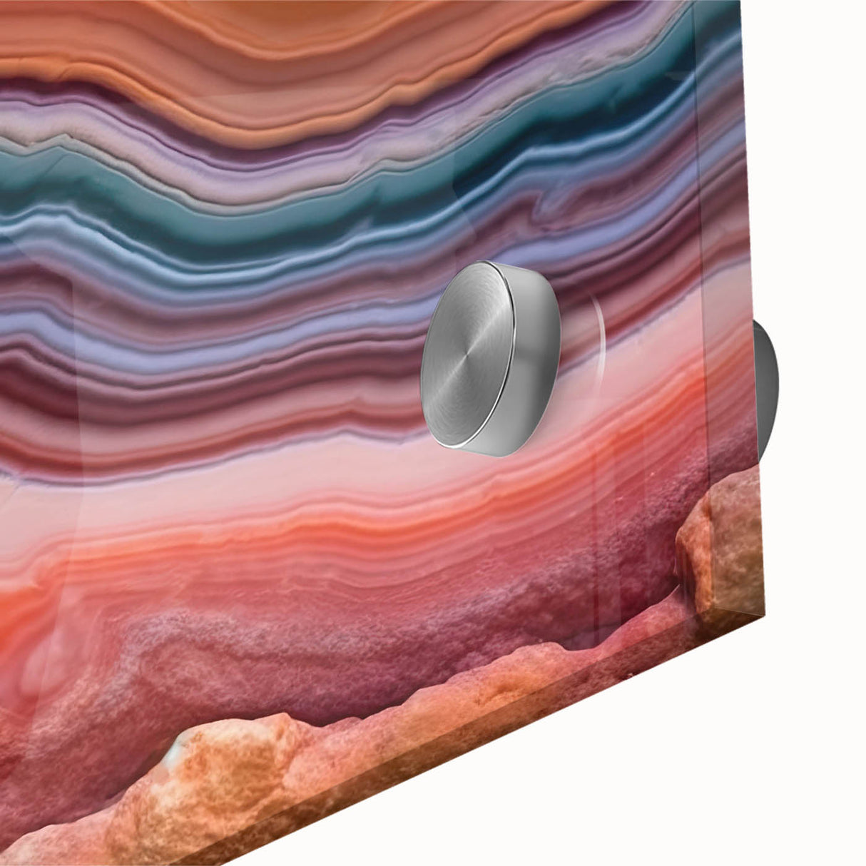 Large abstract wall art featuring organic shapes in earth tones on acrylic glass, suitable for dining room ambiance.