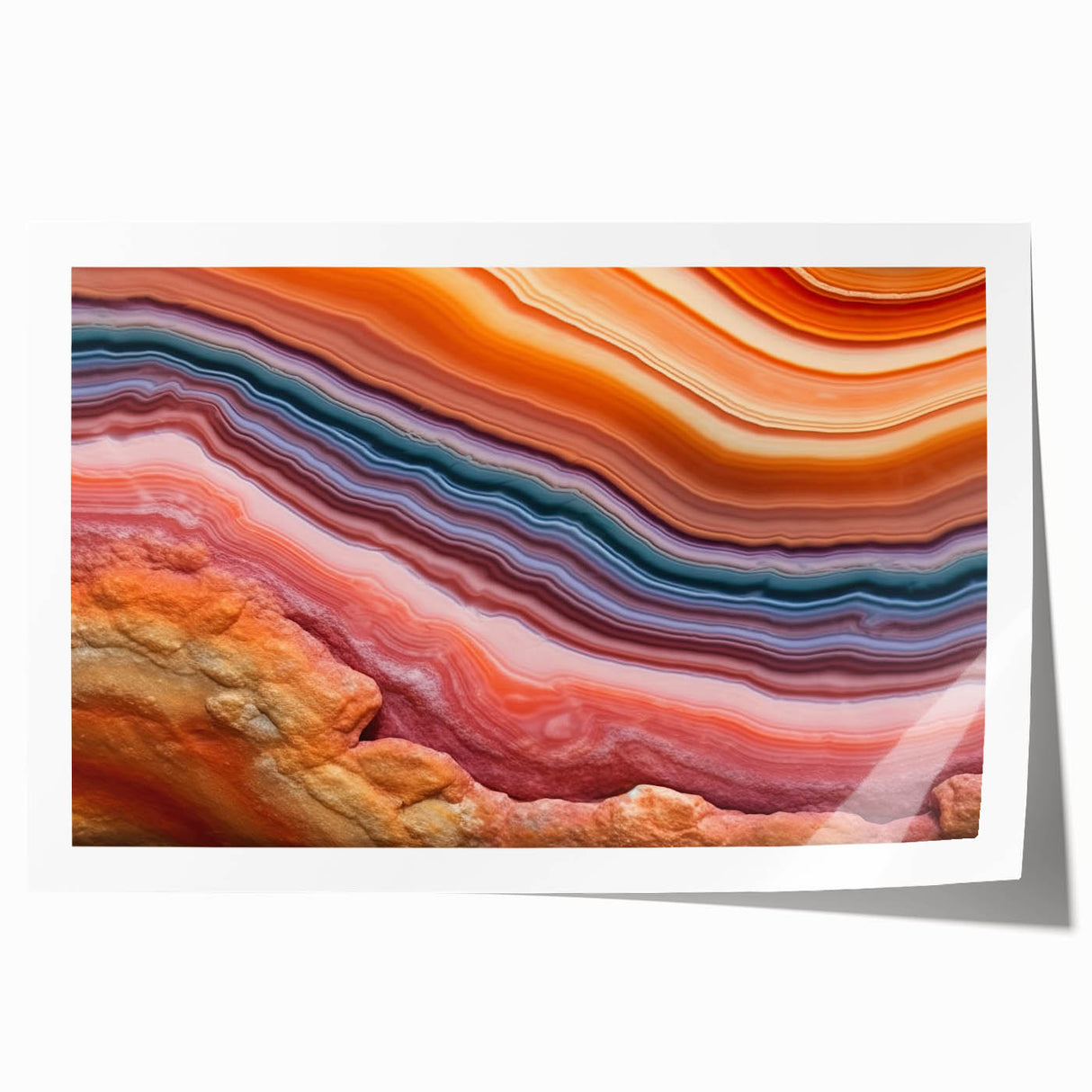 Close-up of a dew-covered daisy on a rolled canvas print, featuring soft pastel colors.