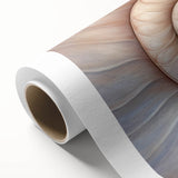 Art deco poster featuring a close-up of natural elements in muted green and brown tones on rolled canvas.