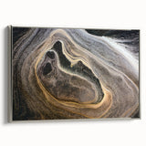 Framed canvas depicting a vintage landscape painting with vibrant natural elements on a black background.