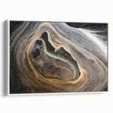 Vintage poster art of natural elements in vibrant colors on a large framed canvas, ideal for living room decor.