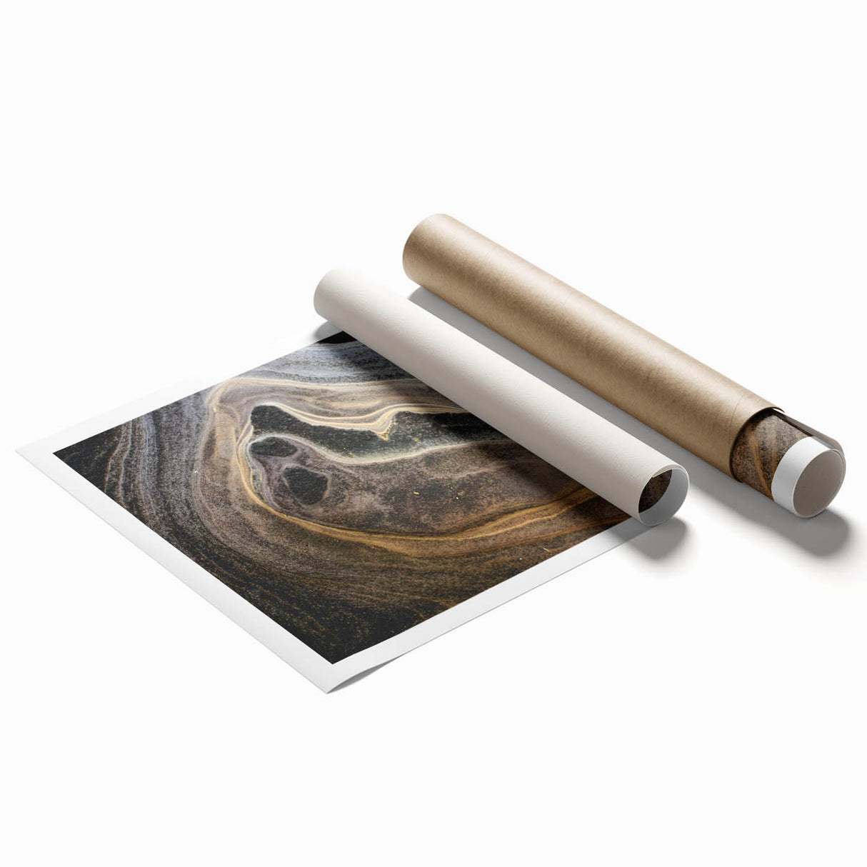 Extra large rolled print of close-up floral art in soft pastel shades.