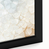 Close-up of textured black wall art featuring vibrant natural elements on framed canvas, ideal for living room decor.