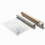 Extra large rolled print featuring close-up floral art in soft pastel shades.