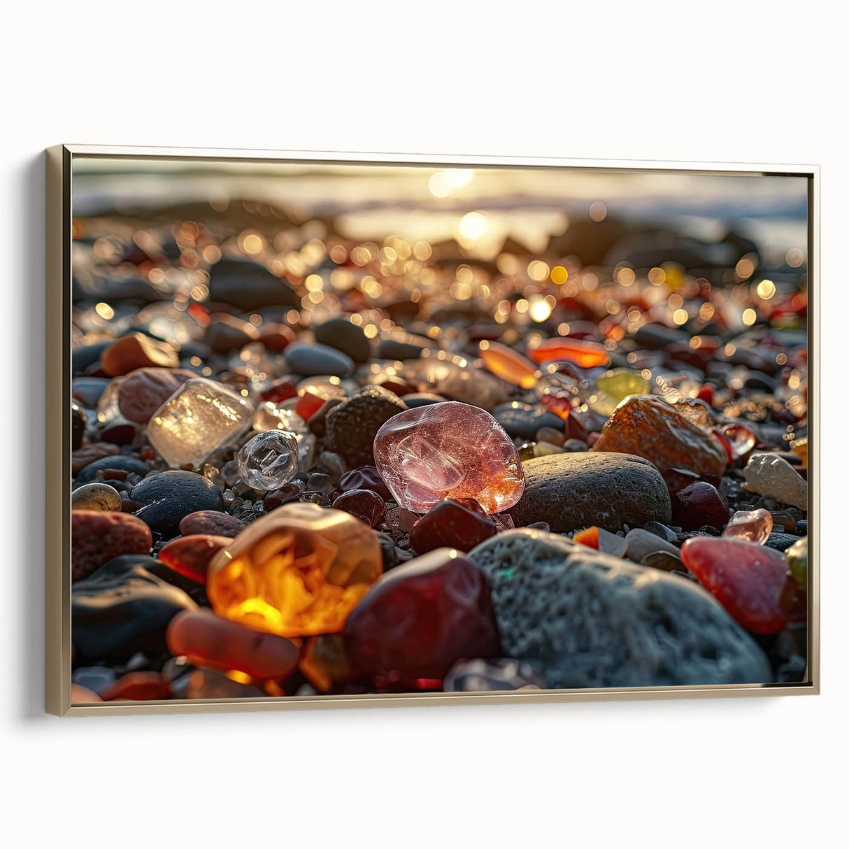 Close-up landscape painting on framed canvas, featuring muted earth tones and vintage style, ideal for bedroom wall decor.