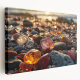 Close-up of natural elements in muted earth tones on a stretched canvas, ideal for kitchen wall art.