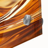 Large abstract wall art in vibrant blue and green tones on acrylic glass, ideal for dining room ambiance.