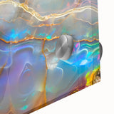 Large abstract wall art in acrylic glass featuring close-up of natural elements in muted earth tones.