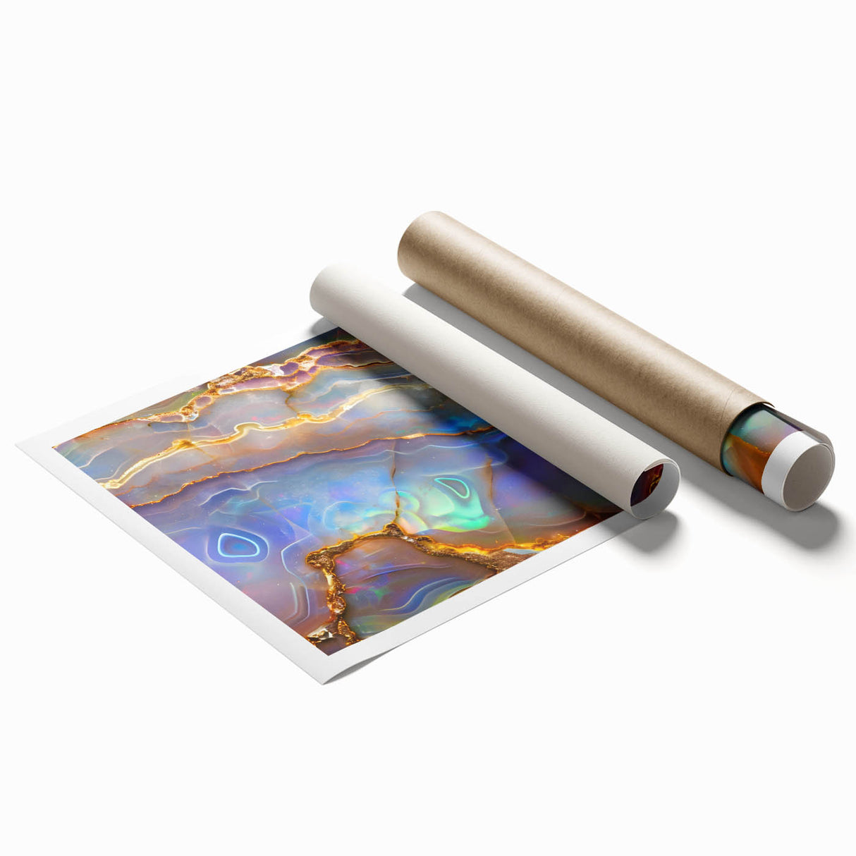Close-up floral art on rolled print featuring soft pink and white blossoms, ideal for classy bathroom wall art.