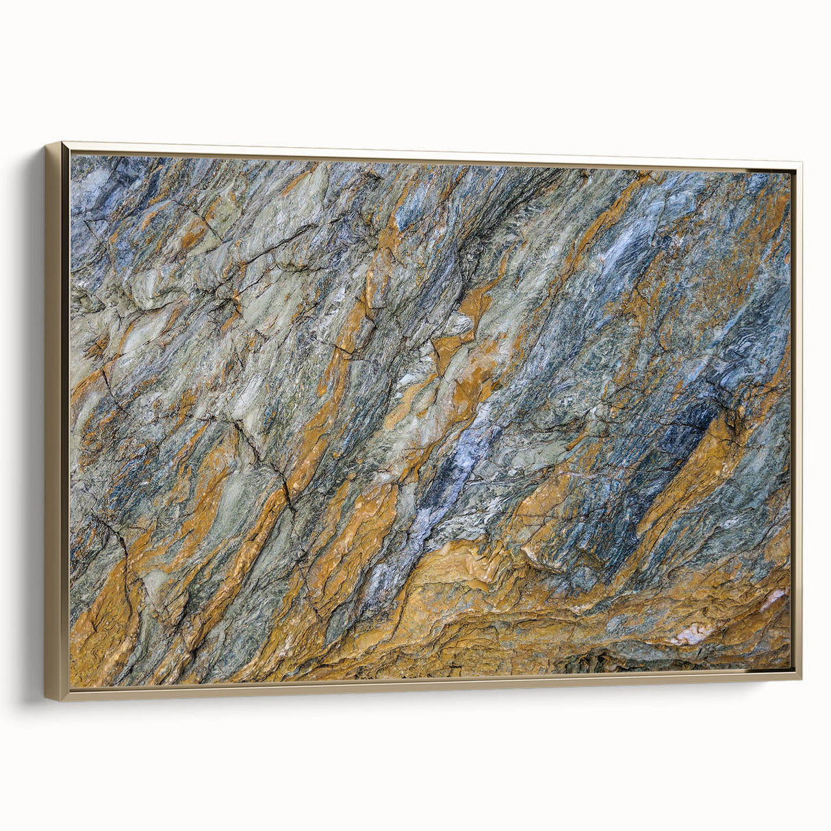 Framed canvas featuring a close-up view of natural elements in black and gold tones, ideal for bedroom wall art.