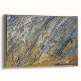 Framed canvas featuring a close-up view of natural elements in black and gold tones, ideal for bedroom wall art.