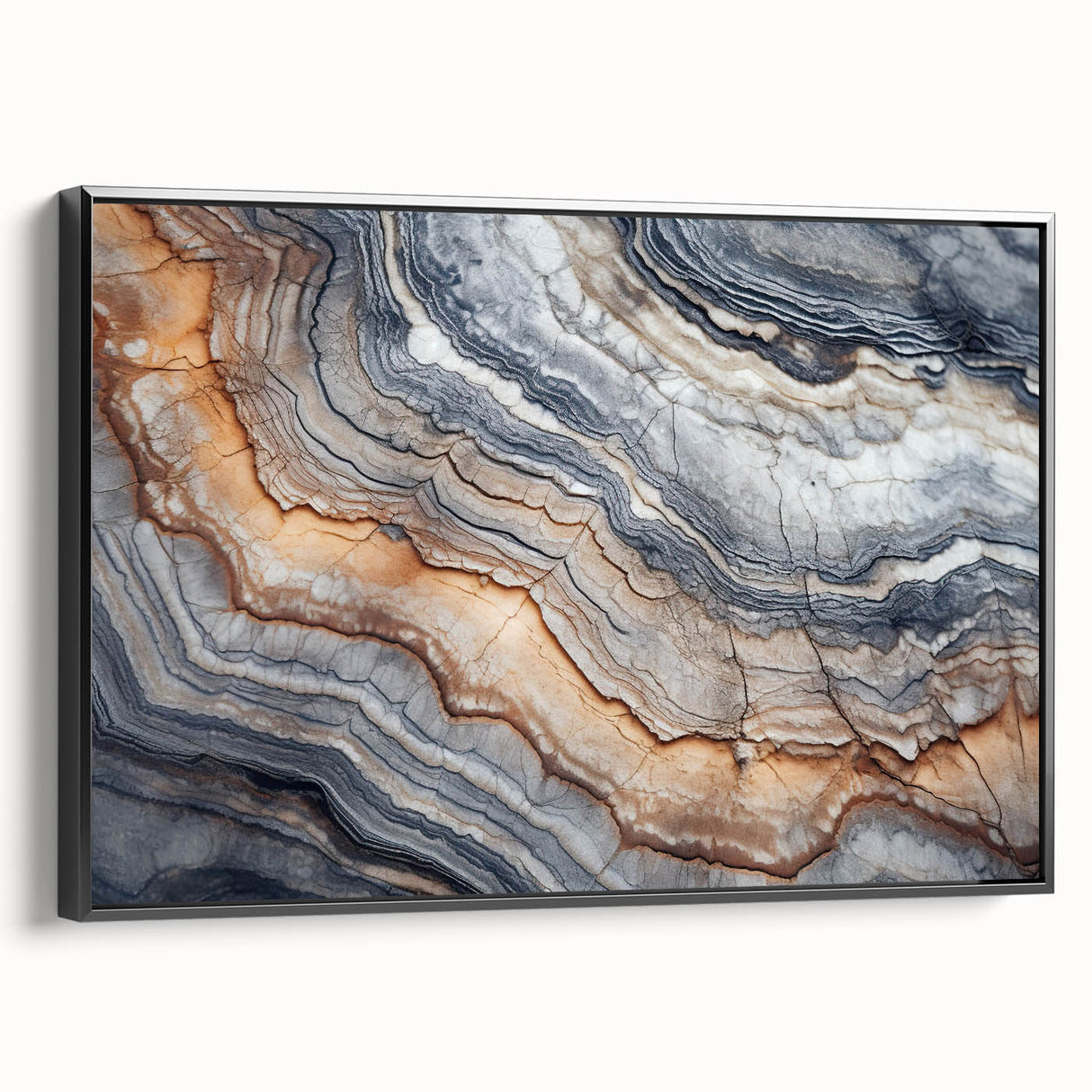 Black and white landscape painting on framed canvas, featuring a serene natural scene, ideal for bedroom wall decor.