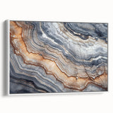 Close-up image of natural elements on a vintage poster art, framed canvas in white, featuring vibrant colors.