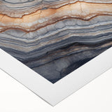 Art deco poster featuring geometric patterns in muted gold and black tones on rolled canvas, suitable for dining room decor.