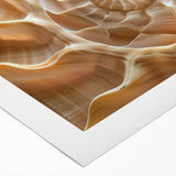 Art deco poster featuring a close-up of natural elements in muted green and brown tones on rolled canvas.