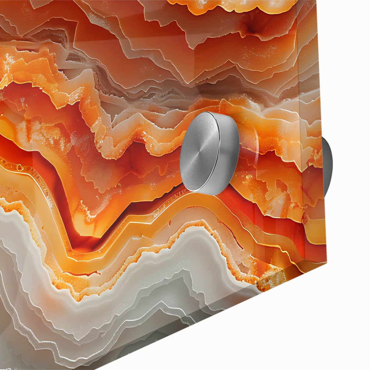 Large abstract wall art on acrylic glass featuring organic forms in earthy tones, perfect for dining room ambiance.