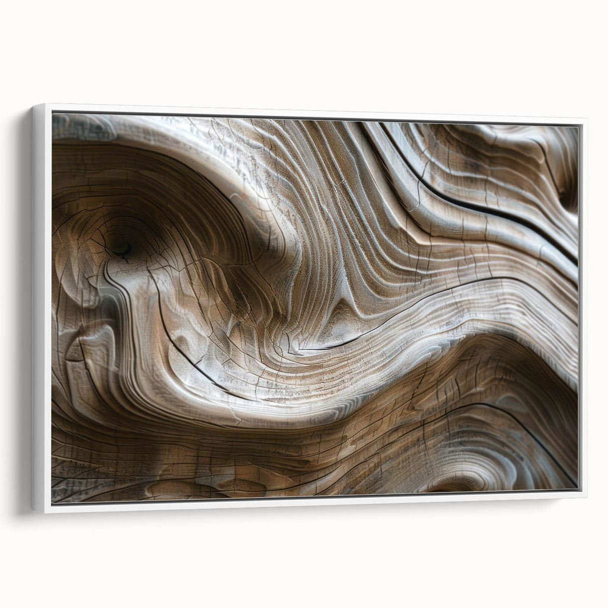 Vintage poster art of colorful natural elements on extra large white-framed canvas, ideal for living room decor.