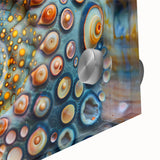 Large abstract wall art on acrylic glass featuring mid-century modernist design in earth tones.