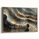 Framed canvas depicting a close-up of natural elements in gold and black, ideal for bedroom wall art.