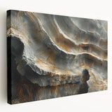 Close-up image of natural elements in muted earth tones on a stretched canvas, ideal for kitchen wall art.