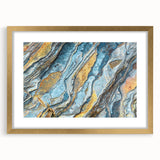 Extra large abstract art print featuring textured natural elements in gold frame, ideal for living room decor.
