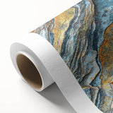 Art deco poster featuring a close-up of natural elements in muted green and brown tones on rolled canvas.