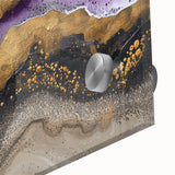 Large abstract wall art depicting natural elements in muted earth tones on acrylic glass, suitable for dining room ambiance.