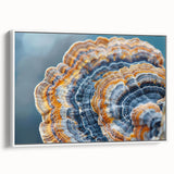 Vintage poster art featuring colorful natural elements on a large black framed canvas, ideal for living room decor.