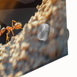 Large abstract wall art on acrylic glass featuring earthy tones and mid-century modernist design.