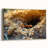 Framed canvas featuring a close-up landscape painting in muted earth tones, ideal for bedroom wall art.