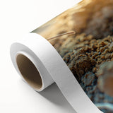 Art deco poster featuring a serene landscape with muted green and brown tones, ideal for nursery wall art.