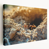 Close-up of natural elements in muted green and brown tones on a stretched canvas, suitable for kitchen wall art.