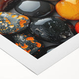 Art deco poster featuring a close-up of natural elements in muted earth tones on rolled canvas.