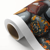 Art deco poster featuring a detailed close-up of natural elements in muted green and brown tones on rolled canvas.