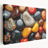 Close-up of natural elements in muted earth tones on stretched canvas, ideal for kitchen wall art.