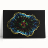 Black and white photo of a leaf's intricate patterns on a large stretched canvas.