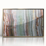 Framed acrylic print depicting close-ups of natural elements in gold, ideal for modern art wall decor.