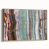 Framed canvas featuring a close-up of natural elements in muted earth tones, ideal for bedroom wall art.