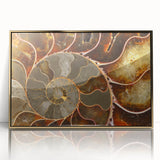 Large art print of natural elements in mid-century modernist style, framed in gold acrylic.
